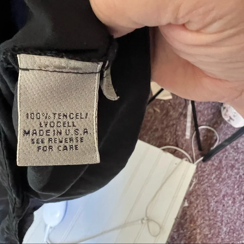 Aks Amy K Su black Tencel side button Jumper midi apron dress XS S pockets - Picture 6 of 7